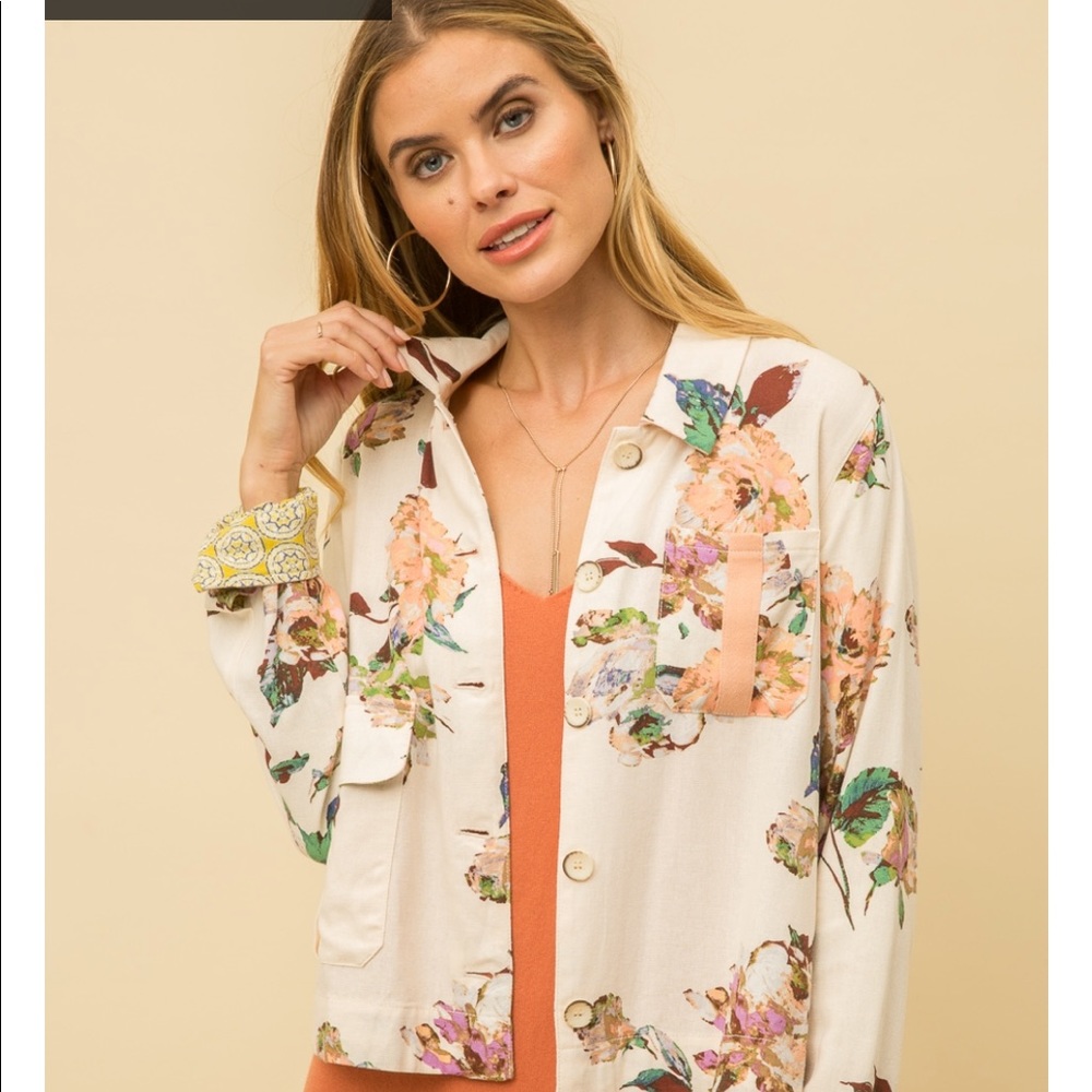 Floral linen Jacket by Mystree